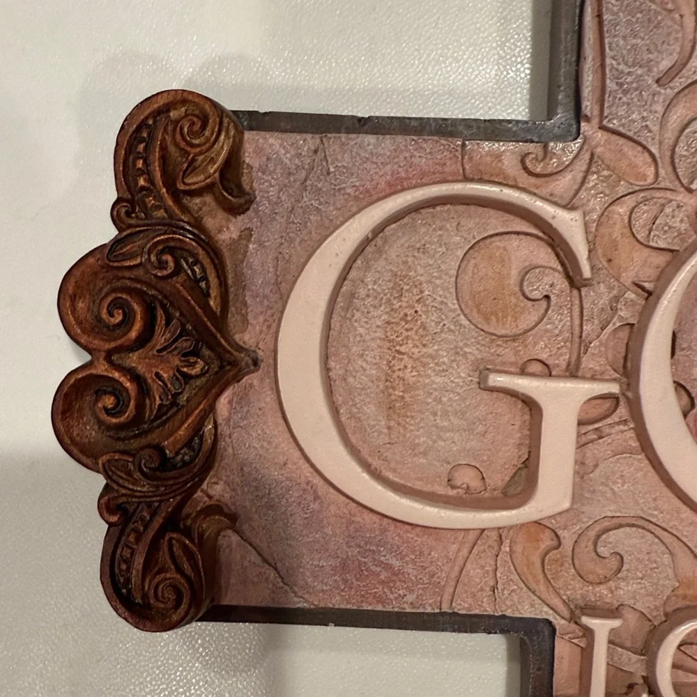 Decorative Brown and Pink Wall Cross